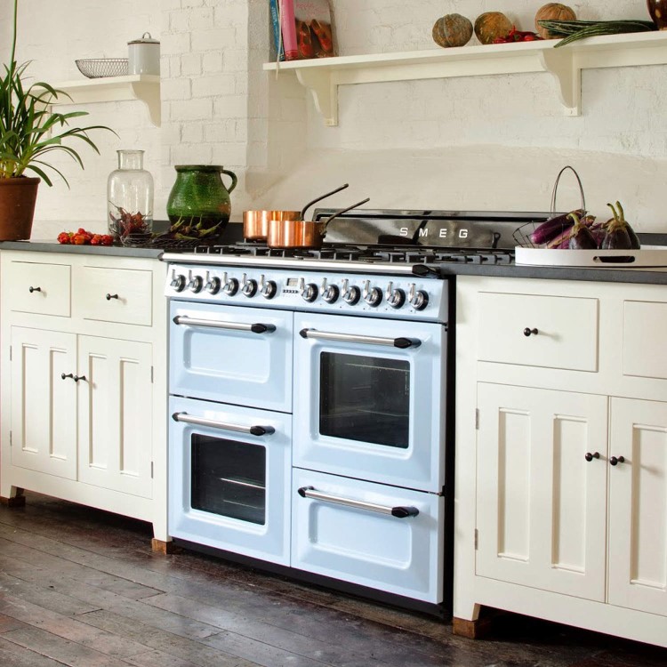 Smeg Victoria 110cm Dual Fuel Range Cooker - Pastel Blue