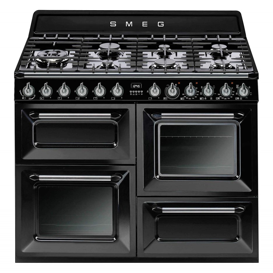 Smeg TR4110BL1 Victoria Traditional 110cm Dual Fuel Range Cooker Black Appliances Direct