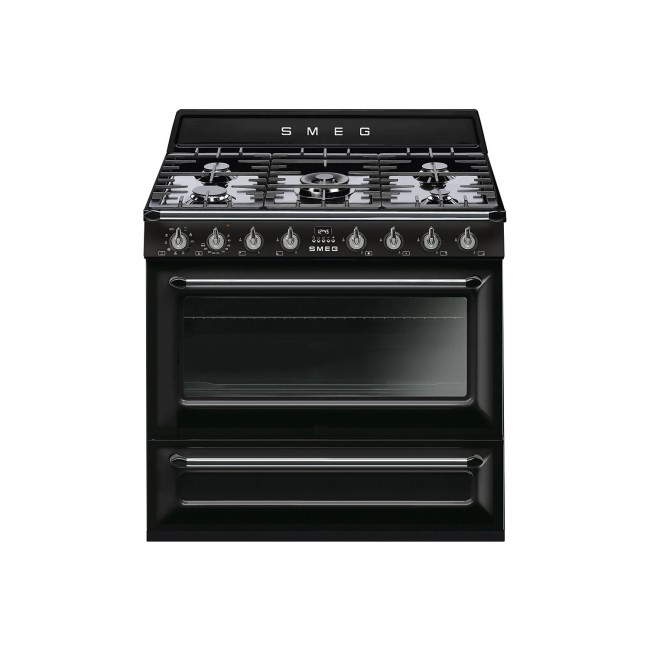 Smeg TR90BL9 Victoria 90cm Single Oven Dual Fuel Range Cooker Black