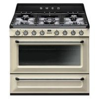 Smeg TR90P1 Victoria Single Cavity 90cm Wide Dual Fuel Range Cooker Cream