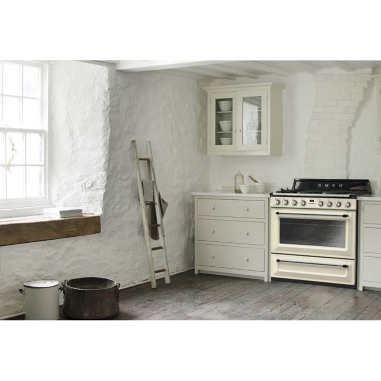 Smeg TR90P1 Victoria Single Cavity 90cm Wide Dual Fuel Range Cooker Cream