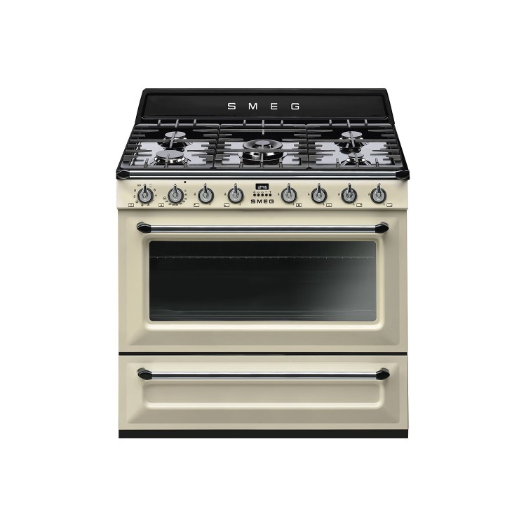 Smeg TR90P9 90cm Victoria Gloss Cream Single Cavity Dual Fuel Traditional Cooker