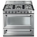 TR90X1 Smeg TR90X1 Victoria Single Cavity 90cm Wide Dual Fuel Range Cooker Stainless Steel