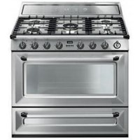 Smeg TR90X1 Victoria Single Cavity 90cm Wide Dual Fuel Range Cooker Stainless Steel