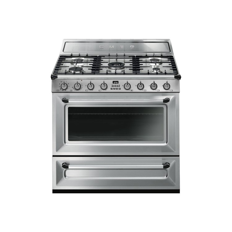 Smeg TR90X9 90cm Victoria Stainless Steel Single Cavity Dual Fuel Traditional Cooker