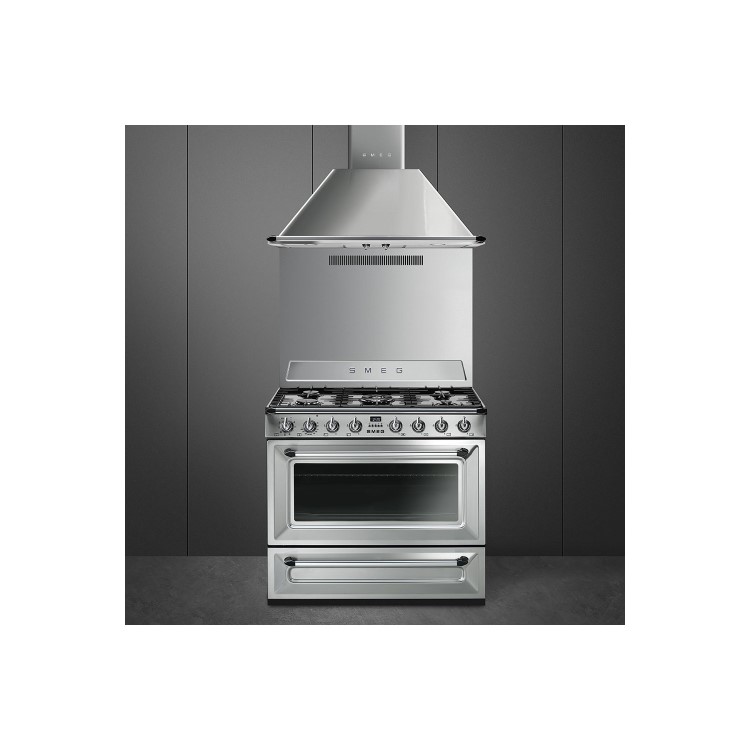 Smeg TR90X9 90cm Victoria Stainless Steel Single Cavity Dual Fuel Traditional Cooker