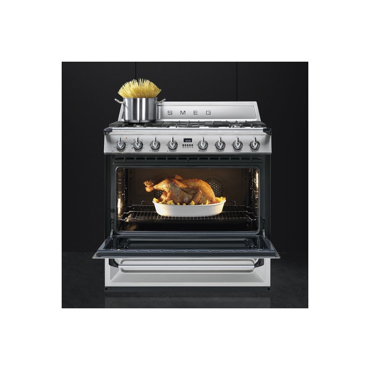 Smeg TR90X9 90cm Victoria Stainless Steel Single Cavity Dual Fuel Traditional Cooker