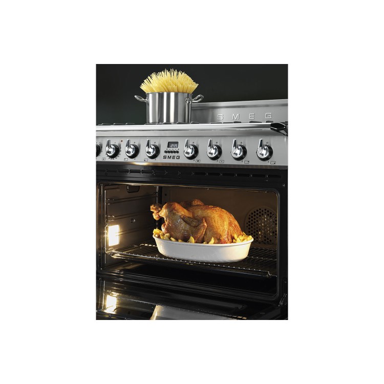 Smeg TR90X9 90cm Victoria Stainless Steel Single Cavity Dual Fuel Traditional Cooker