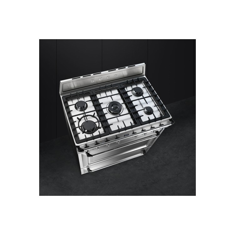 Smeg TR90X9 90cm Victoria Stainless Steel Single Cavity Dual Fuel Traditional Cooker