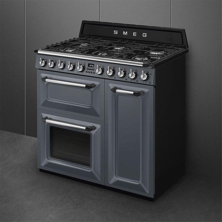 Smeg Victoria 90cm Dual Fuel Range Cooker - Slate Grey