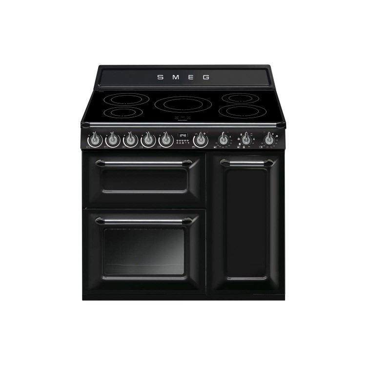Smeg TR93IBL Victoria Triple Cavity 90cm Electric Range Cooker With Induction Hob Black