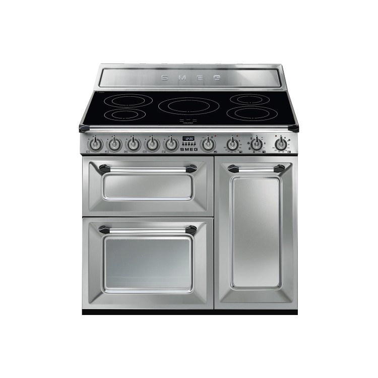 Smeg TR93IX Victoria Triple Cavity 90cm Electric Range Cooker With Induction Hob - Stainless Steel