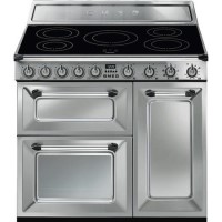 Smeg TR93IX Victoria Triple Cavity 90cm Electric Range Cooker With Induction Hob - Stainless Steel