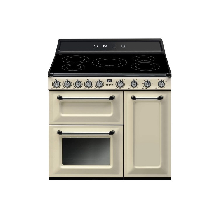 Smeg TR93IP Victoria Triple Cavity 90cm Electric Range Cooker With Induction Hob Cream
