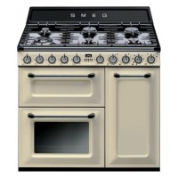 GRADE A2 - Smeg TR93P Victoria Triple Cavity 90cm Wide Dual Fuel Cooker Cream