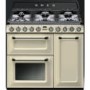 GRADE A2 - Smeg TR93P Victoria Triple Cavity 90cm Wide Dual Fuel Cooker Cream
