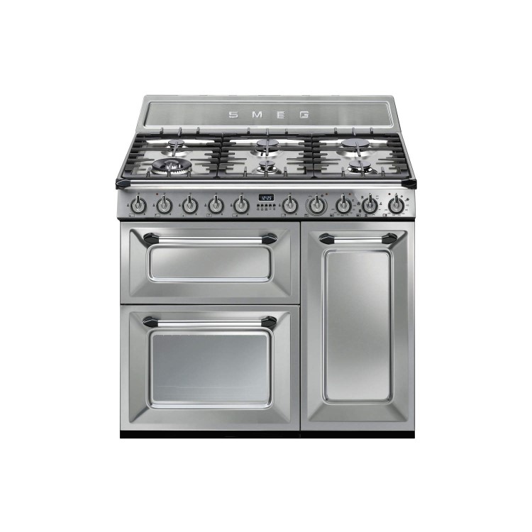 Smeg TR93X Victoria Triple Cavity 90cm Wide Dual Fuel Range Cooker Stainless Steel