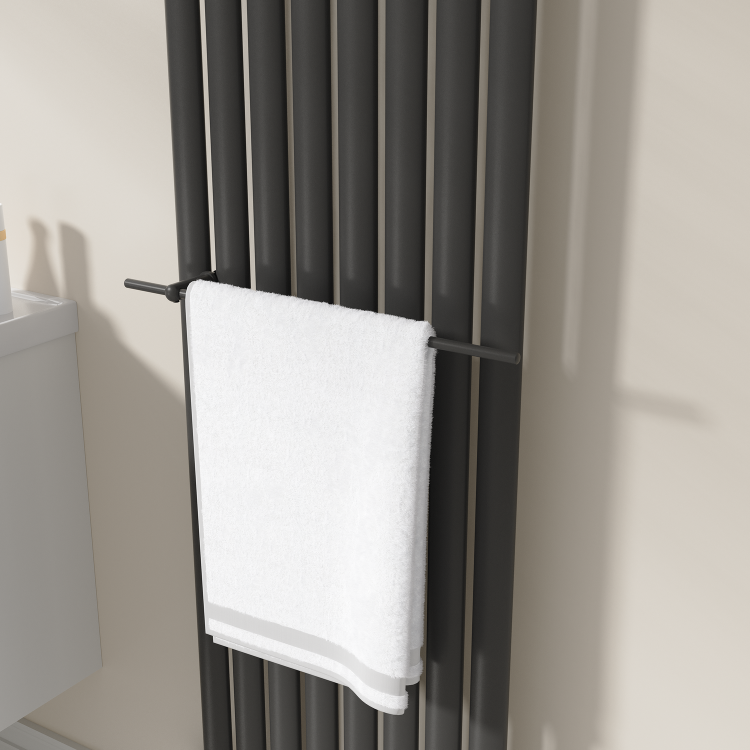 Black Designer Towel Holder for Steel & Electric Radiators - 520mm
