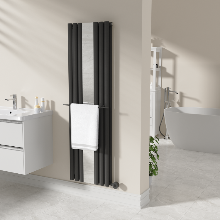 Black Designer Towel Holder for Steel & Electric Radiators - 520mm