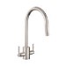 Rangemaster Aquatrend Dual Lever Pull Out Monobloc Kitchen Mixer Tap - Brushed Nickel