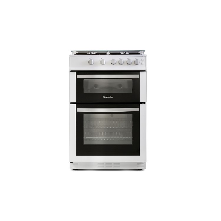 GRADE A2 - Montpellier MDG600LW 60cm Gas Double Oven With Lid White - LPG Jets Included