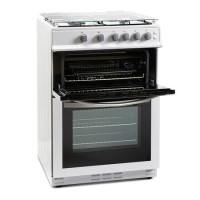 GRADE A2 - Montpellier MDG600LW 60cm Gas Double Oven With Lid White - LPG Jets Included