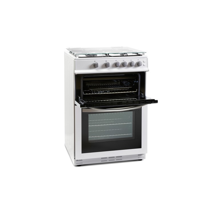 GRADE A2 - Montpellier MDG600LW 60cm Gas Double Oven With Lid White - LPG Jets Included