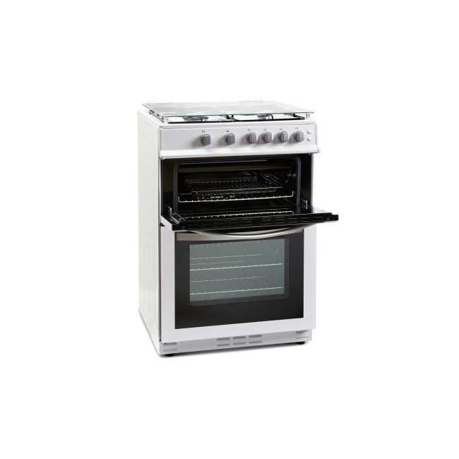 Montpellier MDG600LW 60cm Gas Double Oven With Lid White - LPG Jets Included
