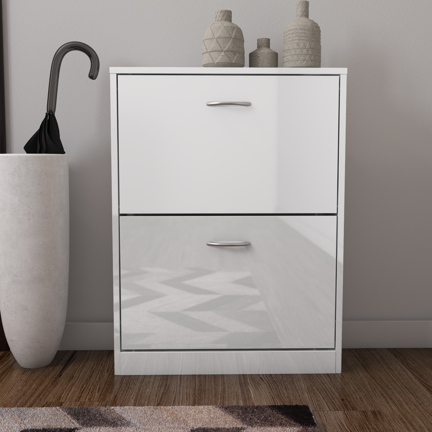 white gloss storage cupboard