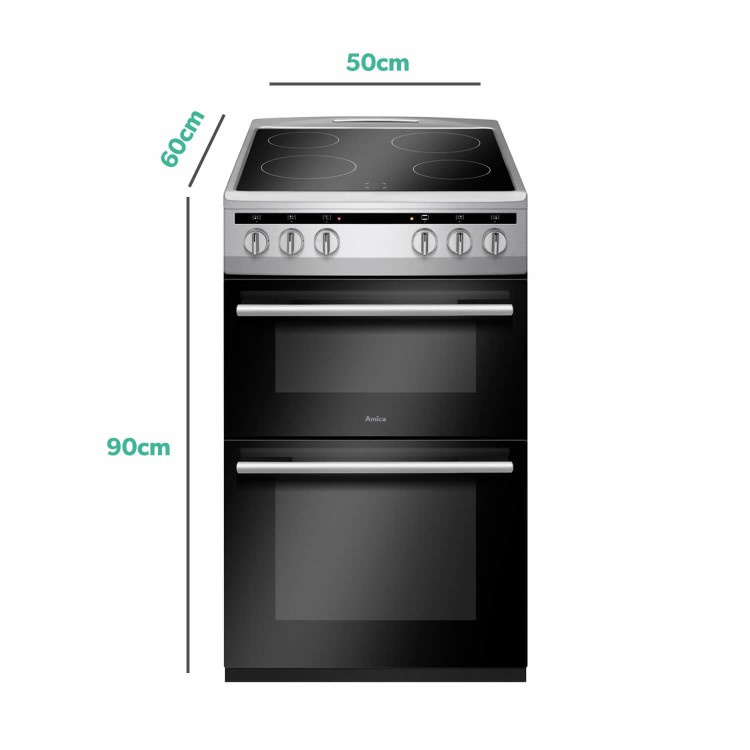 Refurbished Amica AFC5100SI 50cm Electric Cooker With Ceramic Hob Silver