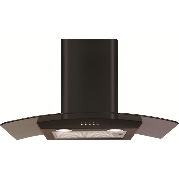 Refurbished CDA ECP72BL 70cm Curved Glass Chimney Cooker Hood Black