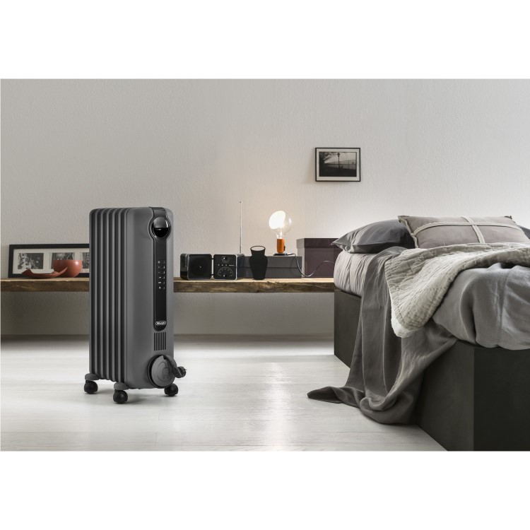 GRADE A5 - DeLonghi Radia-S 2.0kW Oil Filled Radiator with Thermostat Grey 3 years warranty TRRS0920E.G