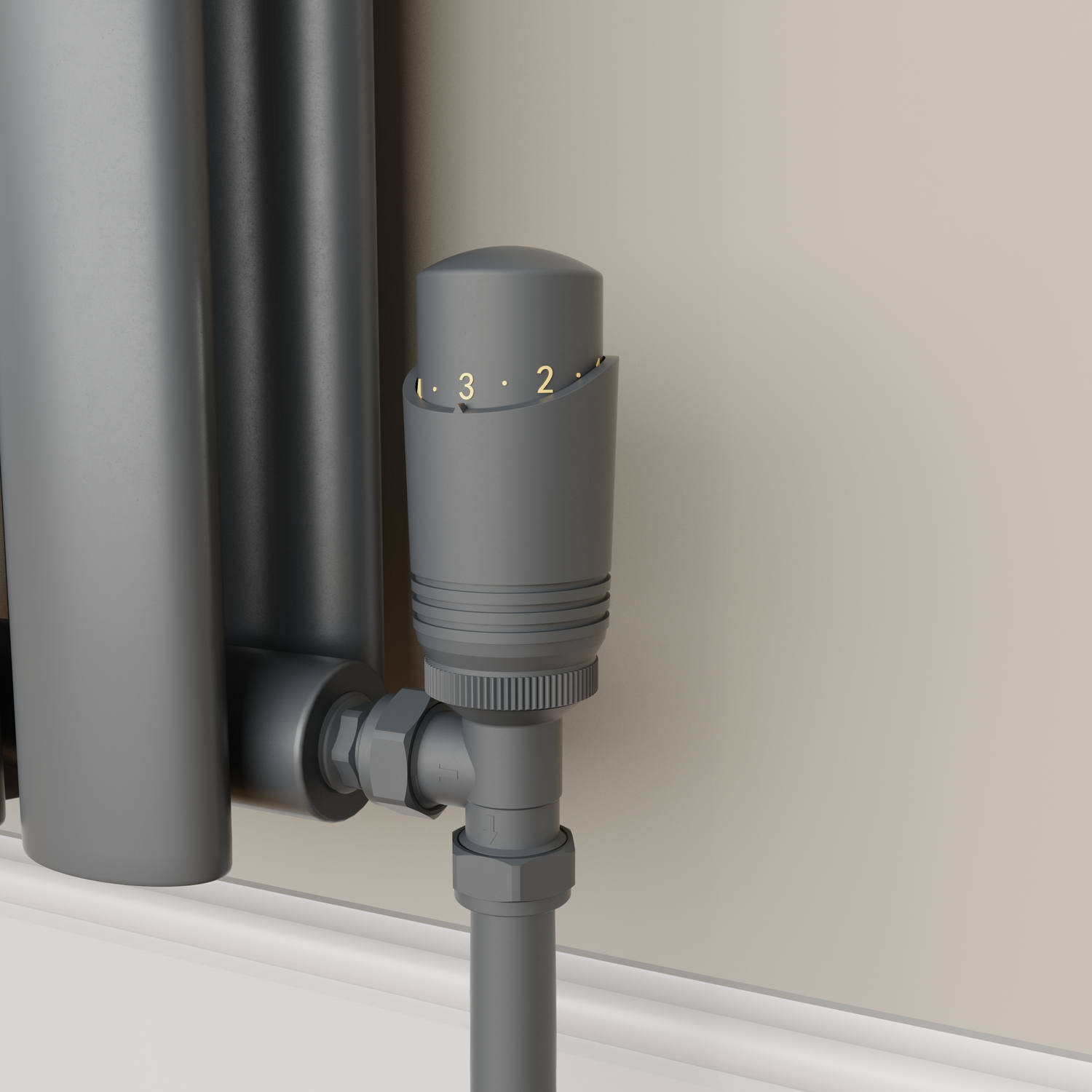Anthracite Modern TRV Angled Thermostatic Radiator Valves Lockshield