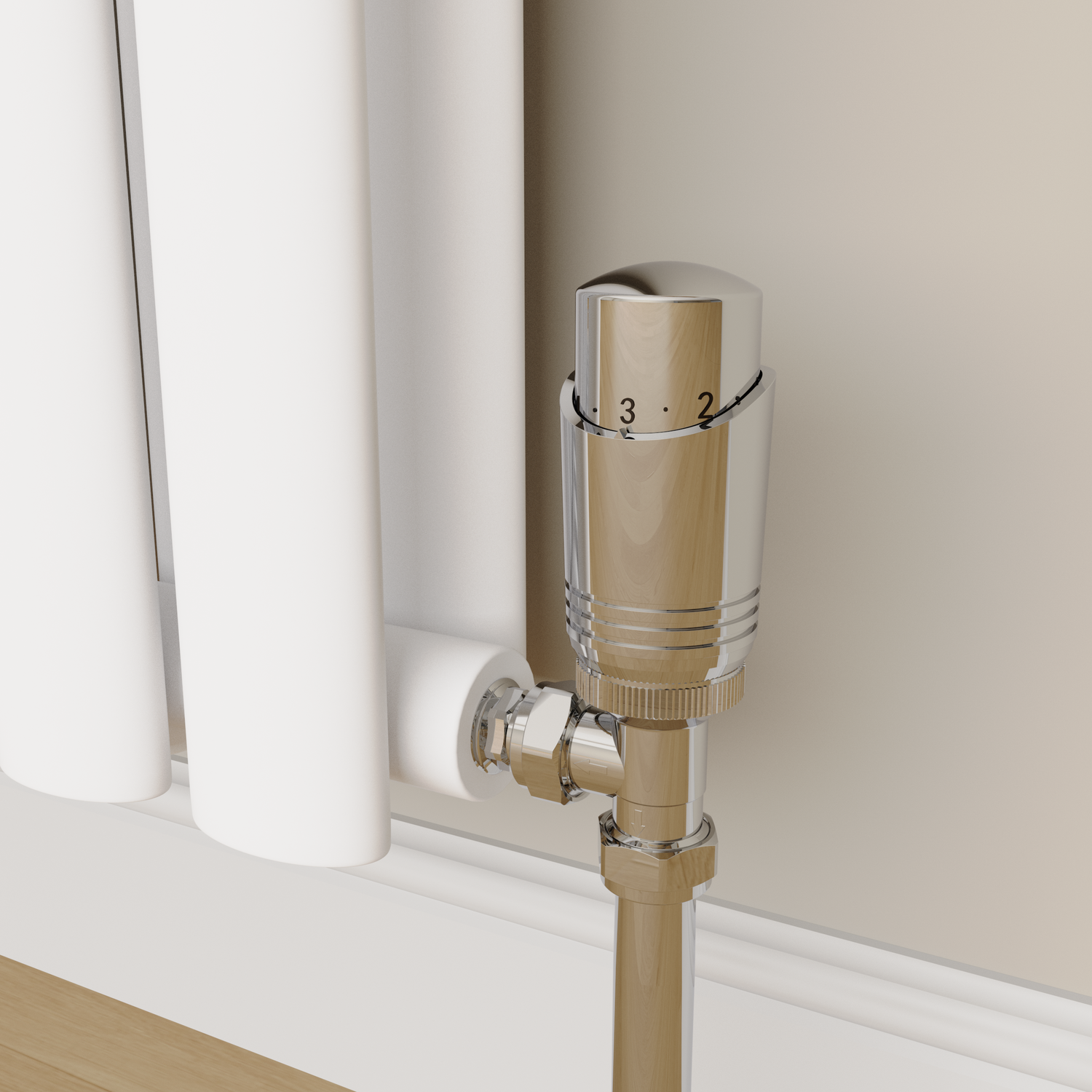 Elego  Modern Trv Angled Thermostatic Radiator Valves With Lockshield TRV-AG-1CH