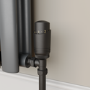 Refurbished - Elego Matte Black Modern TRV Angled Thermostatic Radiator Valves With Lockshield