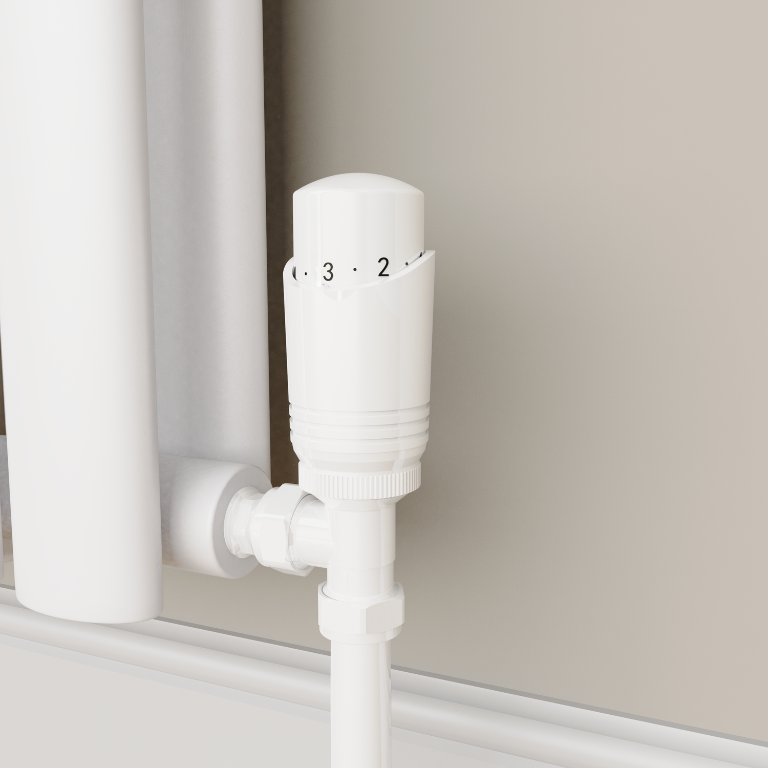 Elego  Modern Trv Angled Thermostatic Radiator Valves With Lockshield TRV-AG-1WH