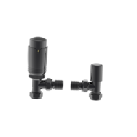 Elego Black Nickel Modern TRV Angled Thermostatic Radiator Valves With Lockshield
