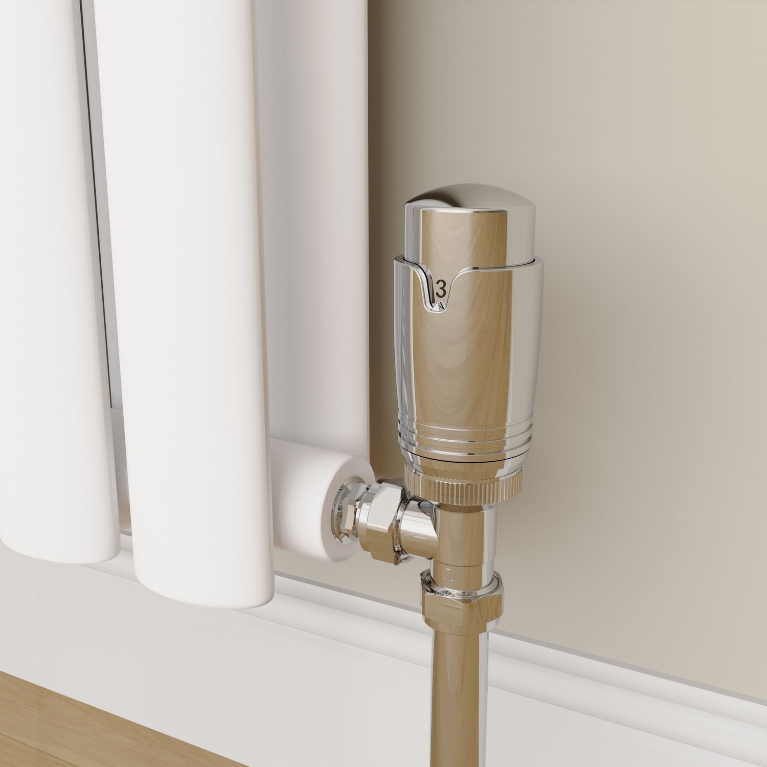 Elego  Modern Trv Angled Thermostatic Radiator Valves With Lockshield TRV-AG-2CH