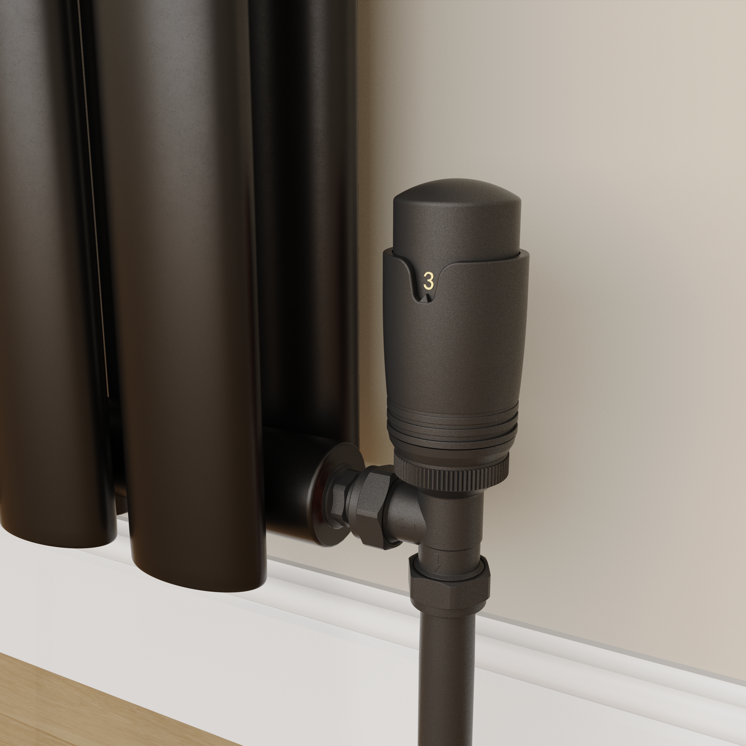 Elego  Modern Trv Angled Thermostatic Radiator Valves With Lockshield TRV-AG-2MB