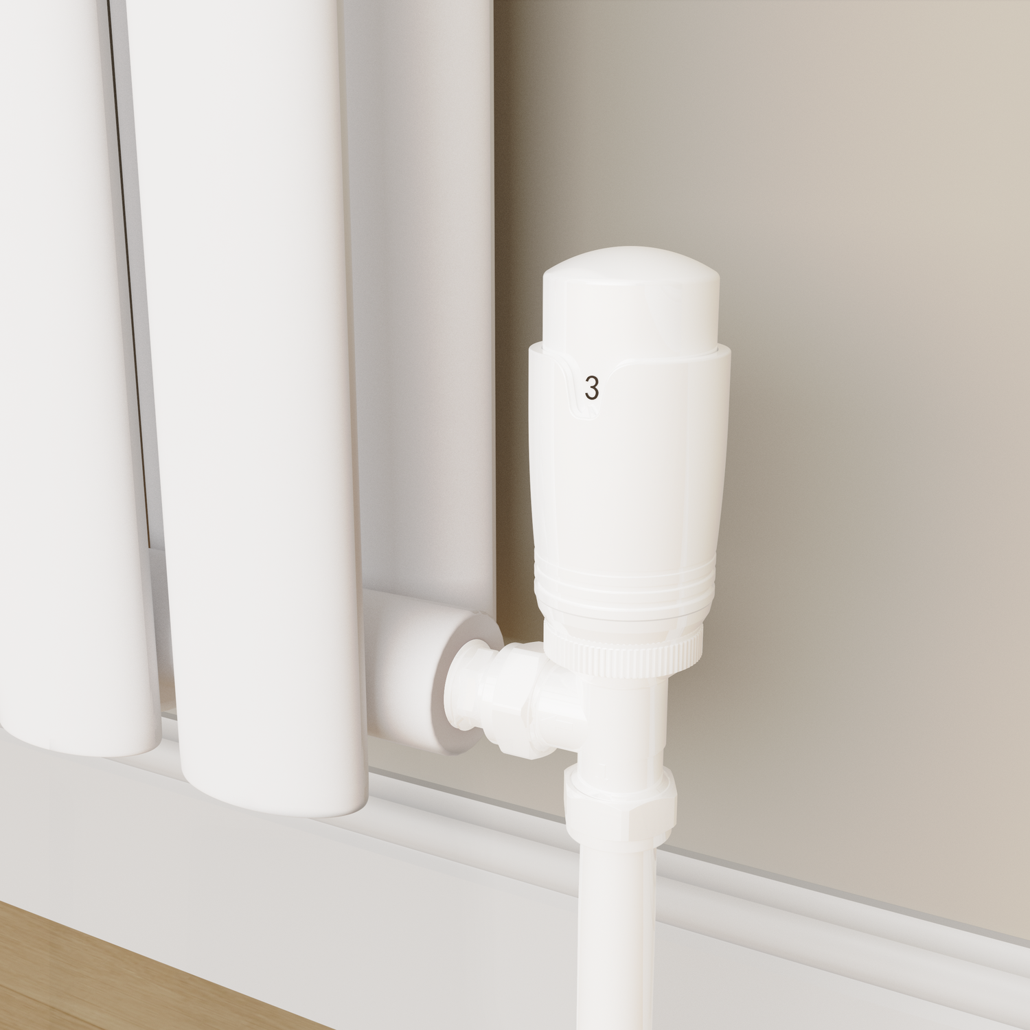 Elego  Modern Trv Angled Thermostatic Radiator Valves With Lockshield TRV-AG-2WH