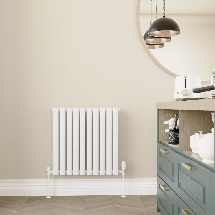 Refurbished Elego White Modern TRV Angled Thermostatic Radiator Valves With Lockshield