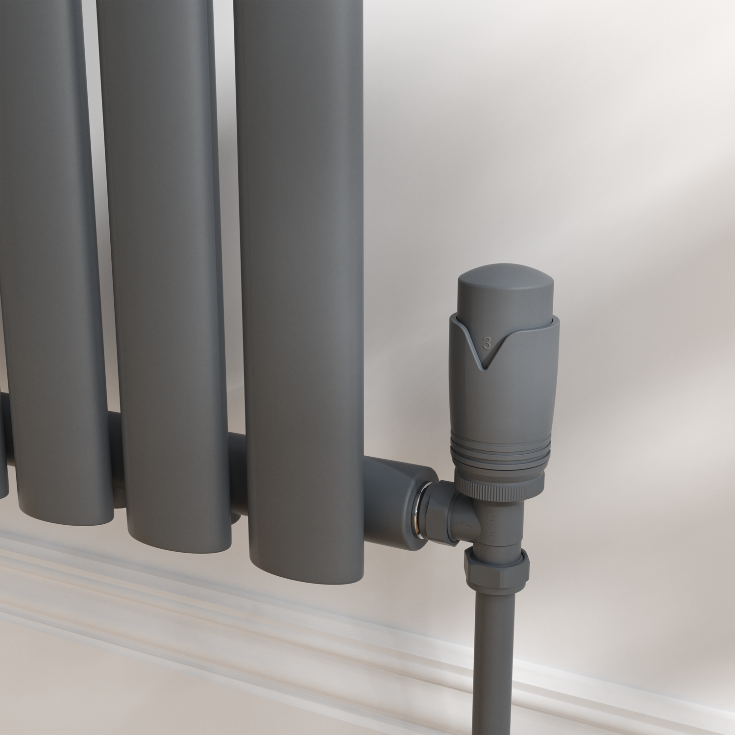 Elego  Gray Modern Trv Angled Thermostatic Radiator Valves With Lockshield TRV-AG-3AG