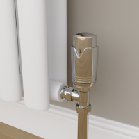 Elego Chrome Modern TRV Angled Thermostatic Radiator Valves With Lockshield Elego Chrome Modern TRV Angled Thermostatic Radiator Valves With Lockshield