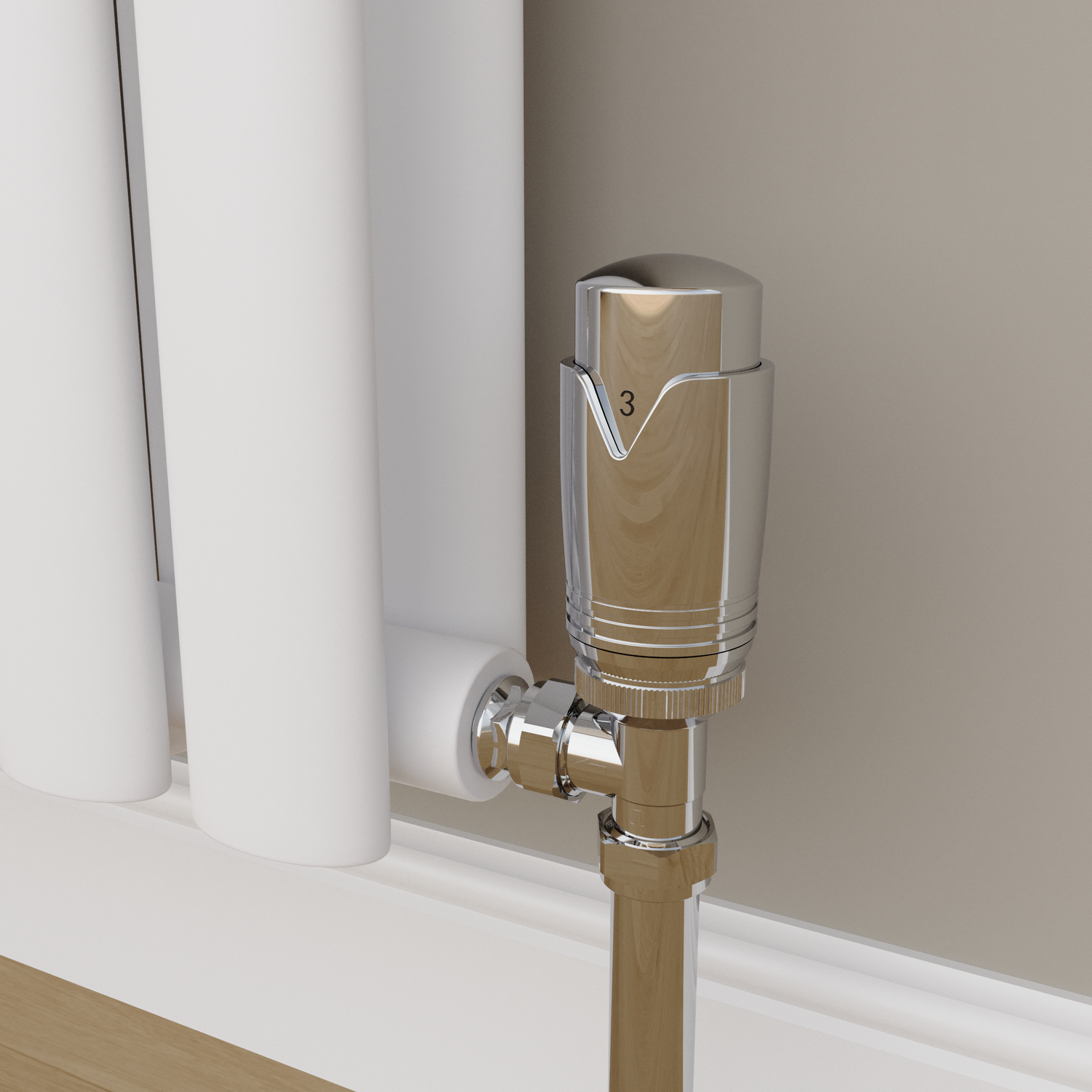 Elego  Modern Trv Angled Thermostatic Radiator Valves With Lockshield TRV-AG-3CH