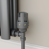 Elego Anthracite  Modern TRV Angled Thermostatic Radiator Valves With Lockshield