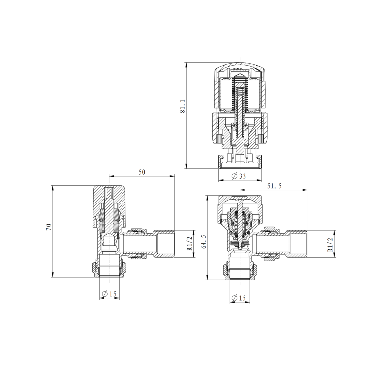 Elego Anthracite  Modern TRV Angled Thermostatic Radiator Valves With Lockshield