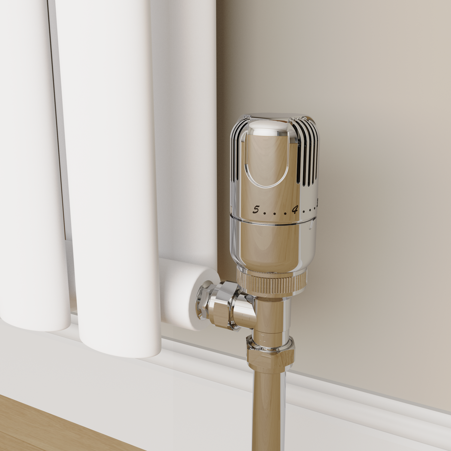 Elego  Modern Trv Angled Thermostatic Radiator Valves With Lockshield TRV-AG-5CH