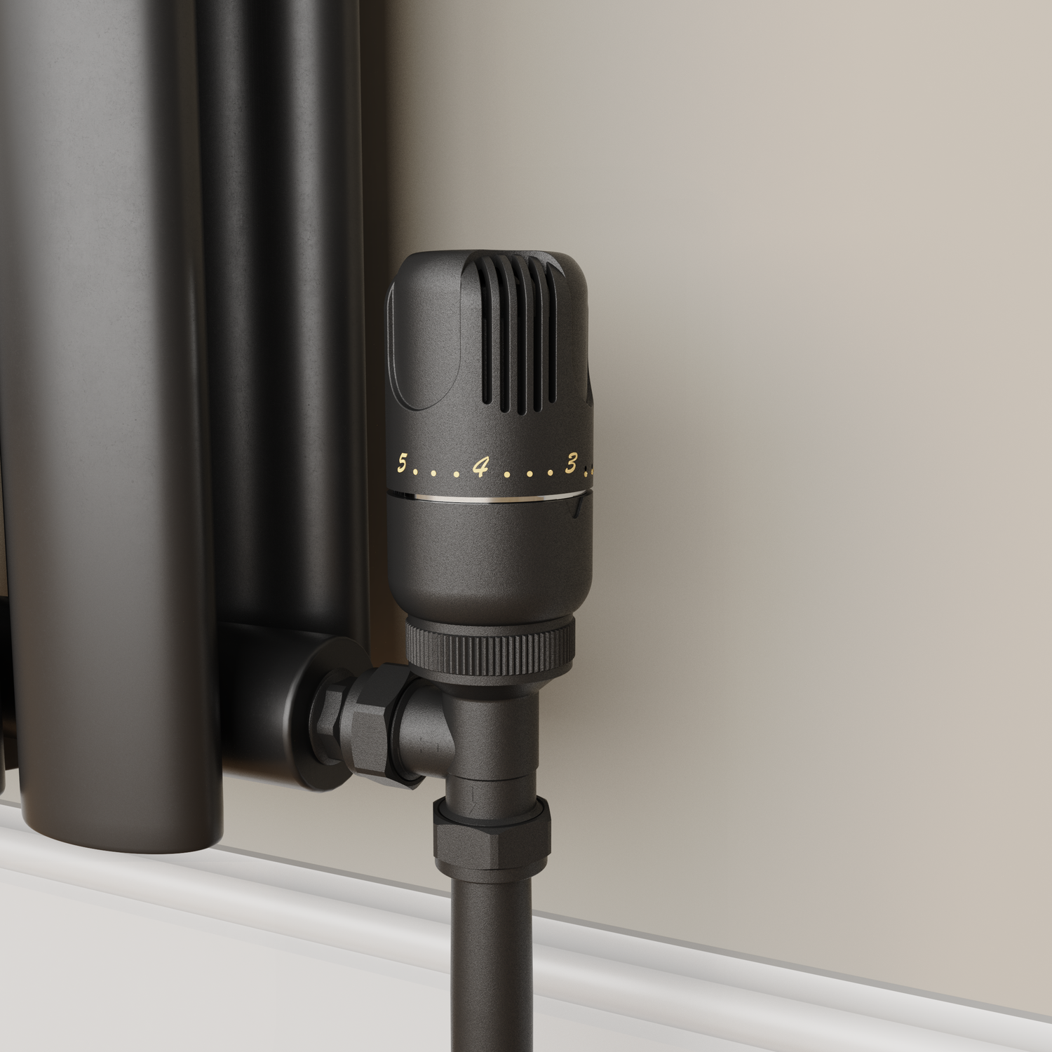 Elego  Modern Trv Angled Thermostatic Radiator Valves With Lockshield TRV-AG-5MB
