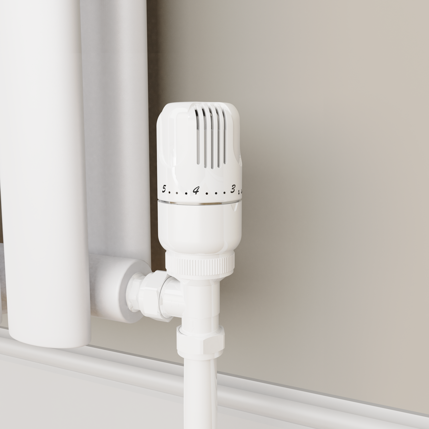 Elego  Modern Trv Angled Thermostatic Radiator Valves With Lockshield TRV-AG-5WH