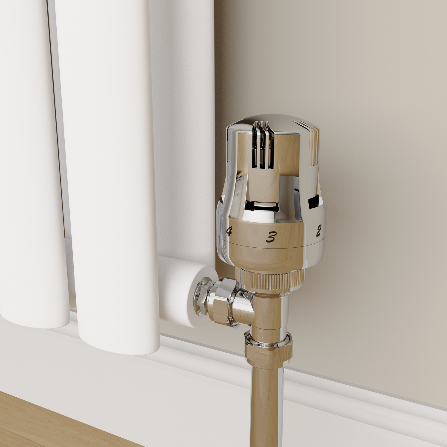 Elego  Modern Trv Angled Thermostatic Radiator Valves With Lockshield TRV-AG-6CH
